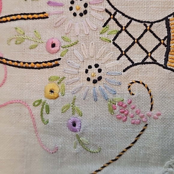 Vintage Hand Stitched Needlepoint Doily Oval Floral